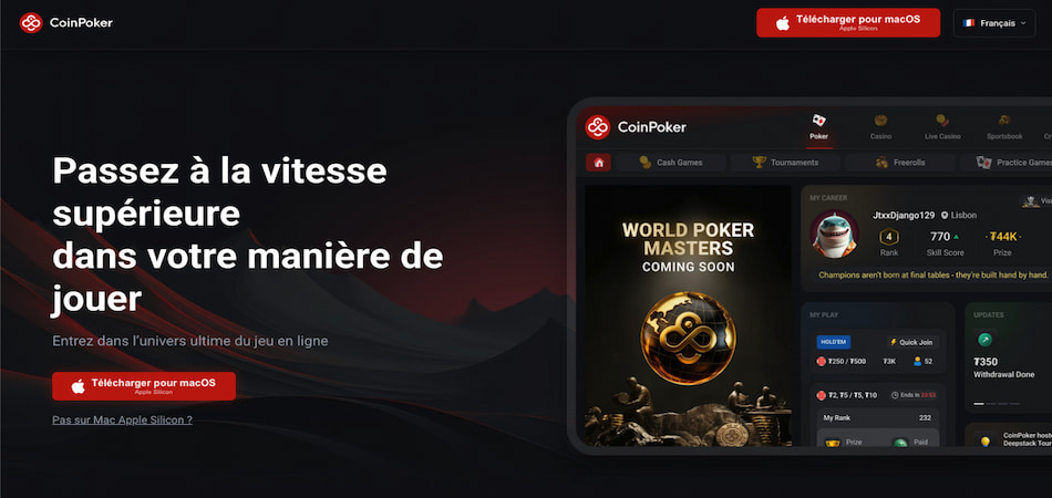 Inscription et connexion sur CoinPoker Casino